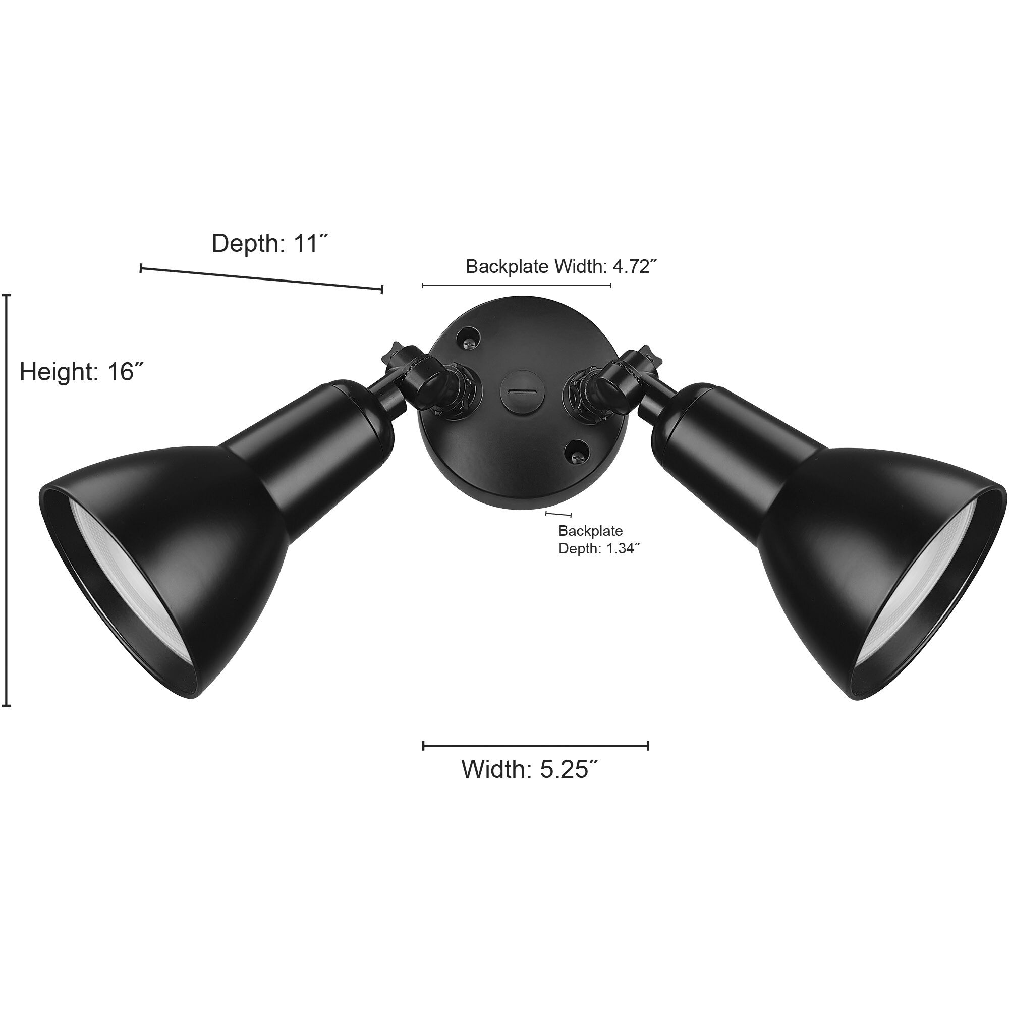 None 2 Light 16 inch Powder Coated Bronze Outdoor Security Flood Light